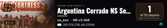 Argentina Cerrado NS Server 2 live status badge