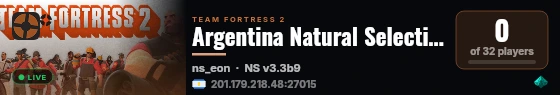 Argentina Natural Selection Server live status badge