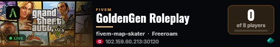 GoldenGen Roleplay live status badge