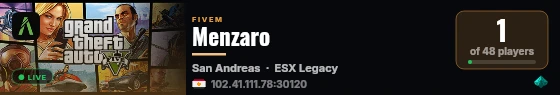 Menzaro live status badge