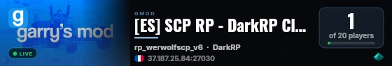 [ES] SCP RP - DarkRP Clean live status badge