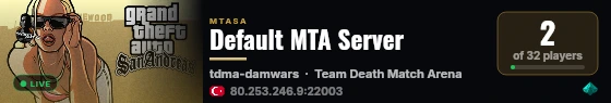 Default MTA Server live status badge