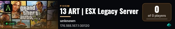 13 ART | ESX Legacy Server live status badge