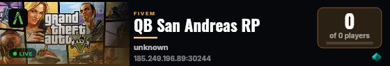 QB San Andreas RP live status badge