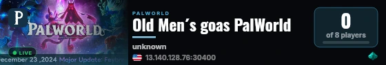 Old Men´s goas PalWorld live status badge