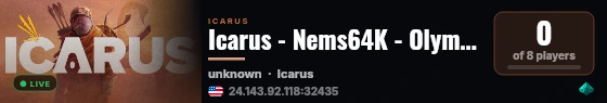 Icarus - Nems64K - Olympus-Ryzen live status badge