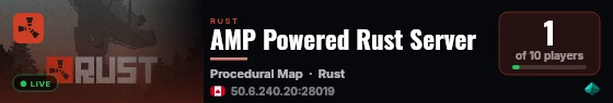 AMP Powered Rust Server live status badge