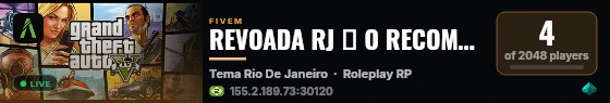 REVOADA RJ 🡺 O RECOMEÇO, ACABOU DE WIPAR 🡸 live status badge