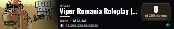 Viper Romania Roleplay | Medium Roleplay | Fort Carson live status badge