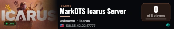MarkDTS Icarus Server live status badge