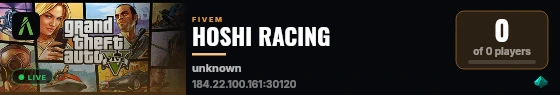 HOSHI RACING live status badge