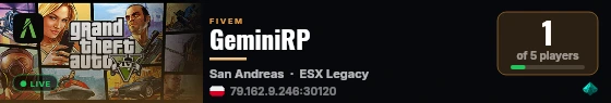 GeminiRP live status badge