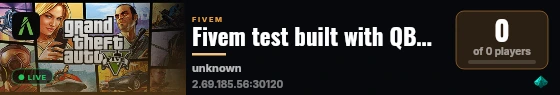 Fivem test built with QBCore Framework by JericoFx & Kakarot & Hamy! live status badge