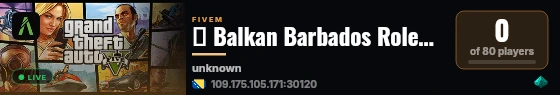 🌴 Balkan Barbados RolePlay 🌴| 📒 WL-ON | DISCORD: discord.gg/barbadosrp live status badge