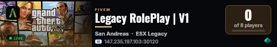 Legacy RolePlay | V1 live status badge