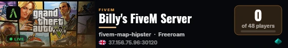 Billy's FiveM Server live status badge