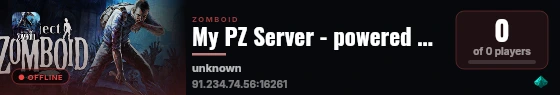 My PZ Server - powered by Sophie live status badge