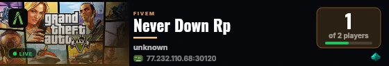 Never Down Rp live status badge