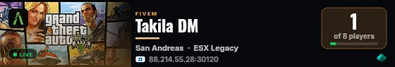 Takila DM live status badge