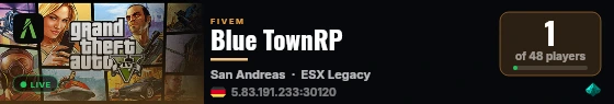 Blue TownRP live status badge