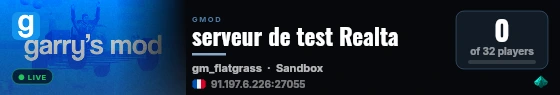 serveur de test Realta live status badge