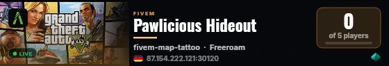 Pawlicious Hideout live status badge