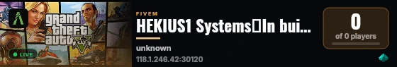HEKIUS1 Systems、In built with FiveM Basic Server! live status badge