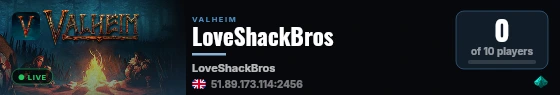 LoveShackBros live status badge