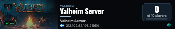 Valheim Server live status badge