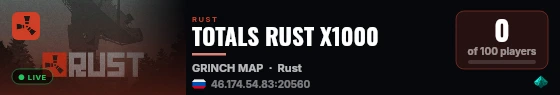 TOTALS RUST X1000 live status badge