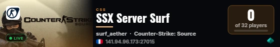 SSX Server Surf live status badge