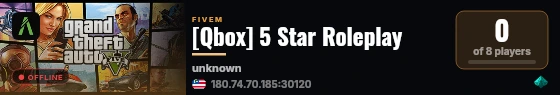 [Qbox] 5 Star Roleplay live status badge
