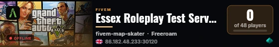 Essex Roleplay Test Server- DEV ONLY live status badge