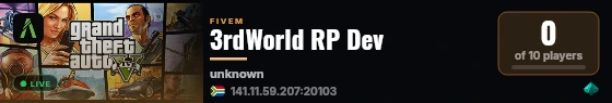 3rdWorld RP Dev live status badge