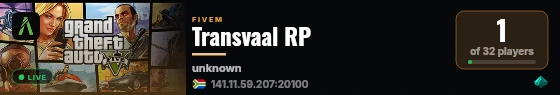 Transvaal RP  live status badge