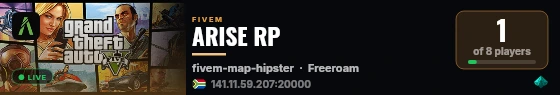 ARISE RP live status badge
