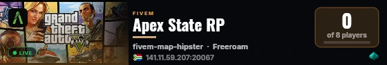 Apex State RP live status badge