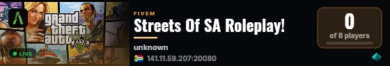Streets Of SA Roleplay! live status badge