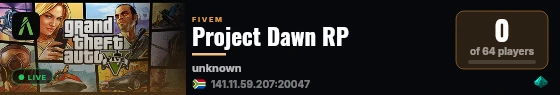 Project Dawn RP live status badge