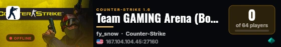 Team GAMING Arena (Bomb Zone) live status badge
