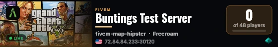 Buntings Test Server live status badge
