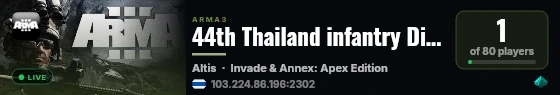 44th Thailand infantry Division - No Mod TS3:44th.ts3sv.in.th live status badge