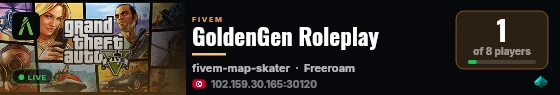 GoldenGen Roleplay live status badge