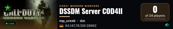 DSSDM Server COD4II live status badge