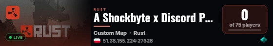 A Shockbyte x Discord Production Rust Server live status badge
