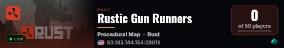 Rustic Gun Runners live status badge