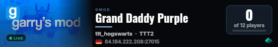 Grand Daddy Purple live status badge