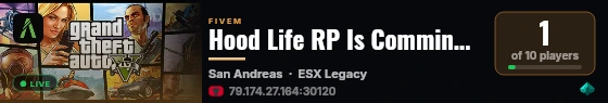 Hood Life RP Is Comming Back live status badge