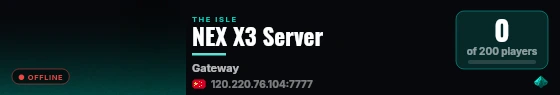 NEX X3 Server live status badge