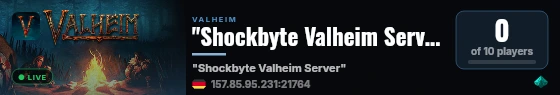 "Shockbyte Valheim Server" live status badge